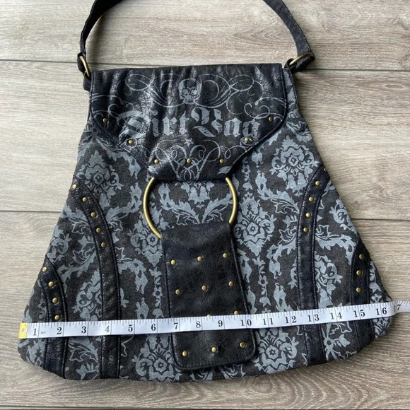 Skull Dust Bag  Canvas Studded Tote Shoulder Bag - Picture 12 of 13